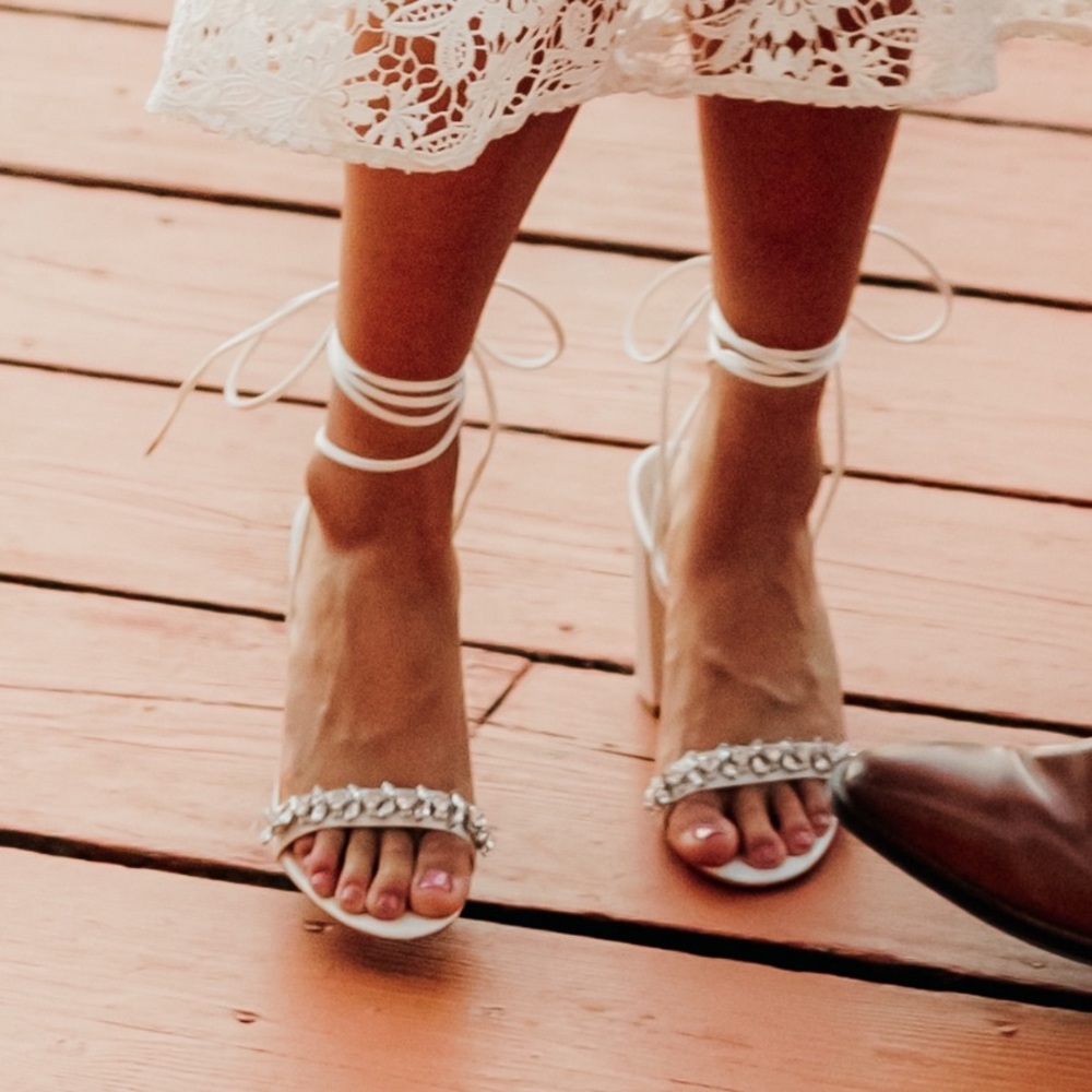 ASOS White Bridal Heels - Size 9